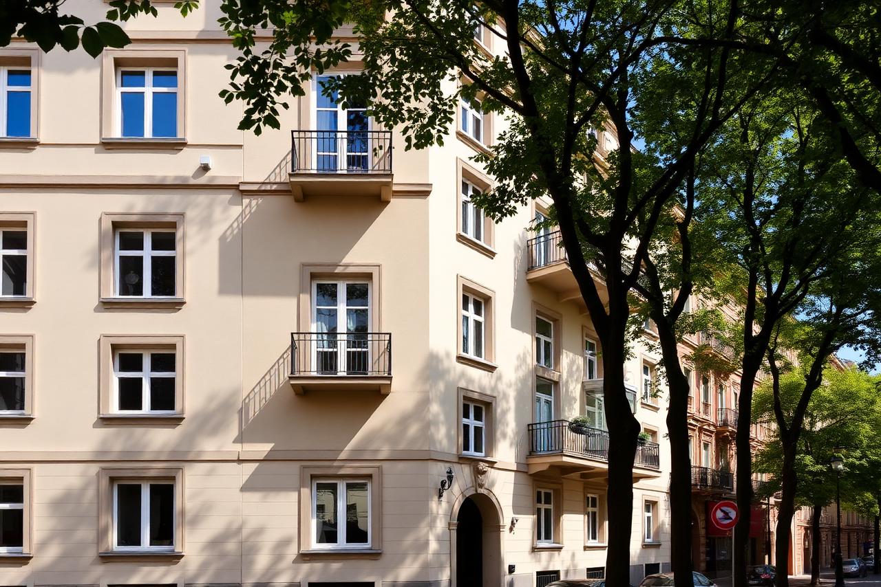 Hausfassade und Straßenansicht